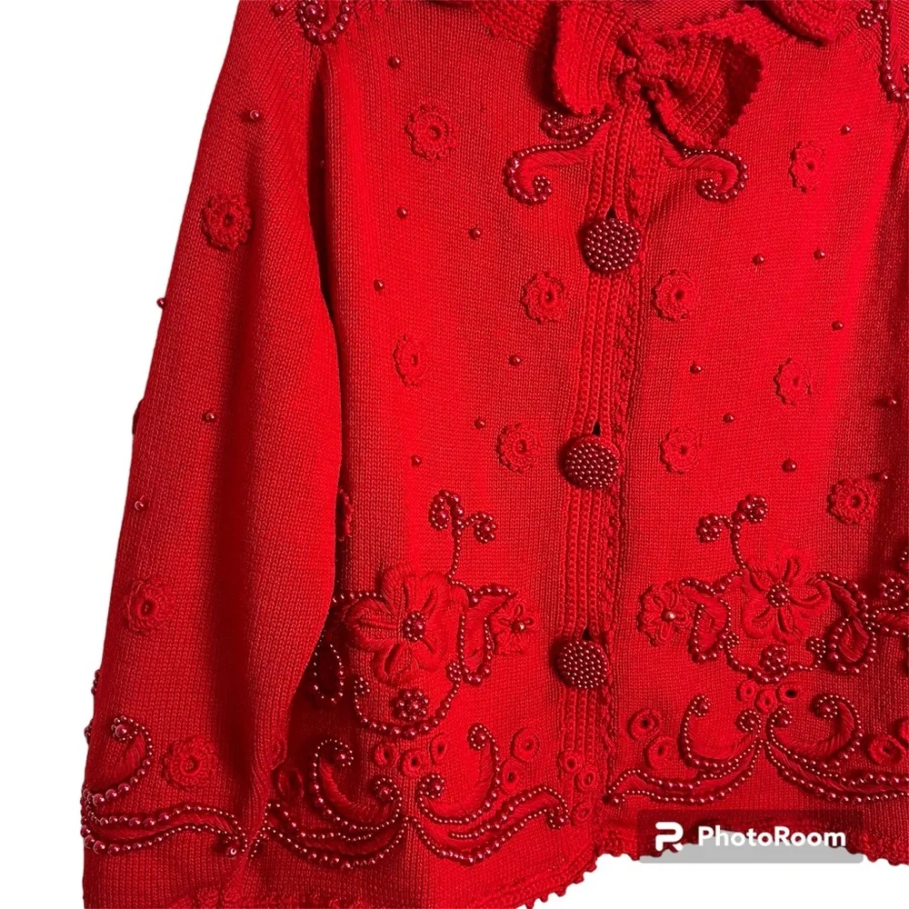 Vintage Michael Simon Red Cardigan - Picture 2 of 4